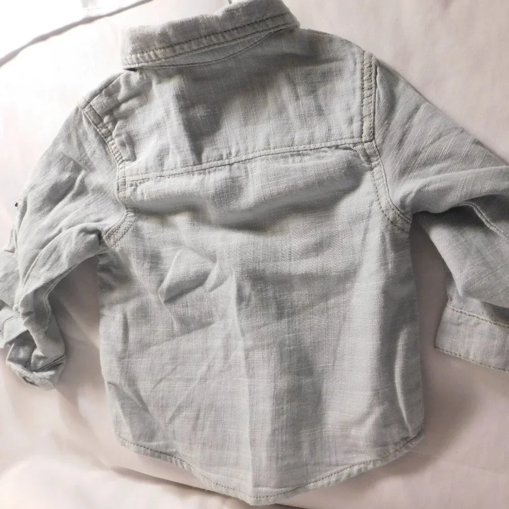OshKosh Blue Denim Snap Front Shirt Size 12 Months NEW